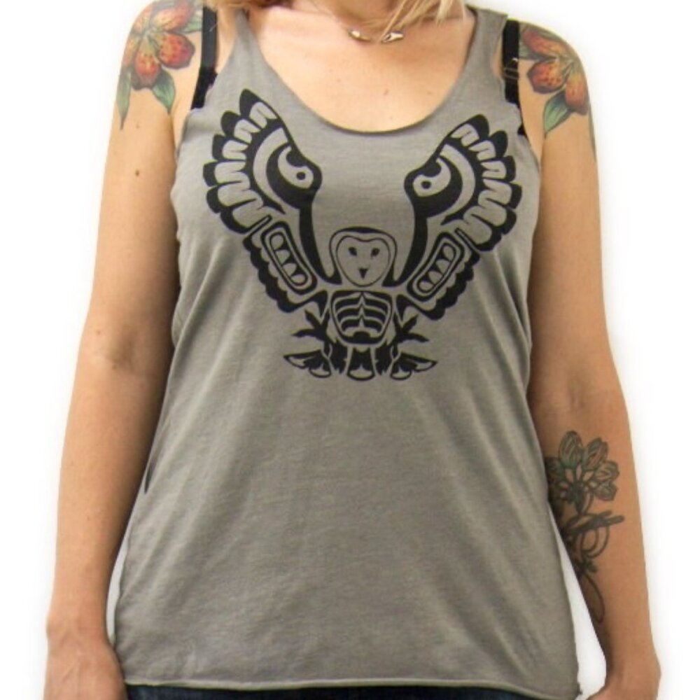 Women's Owl Totem Tank Top Venetian Gray